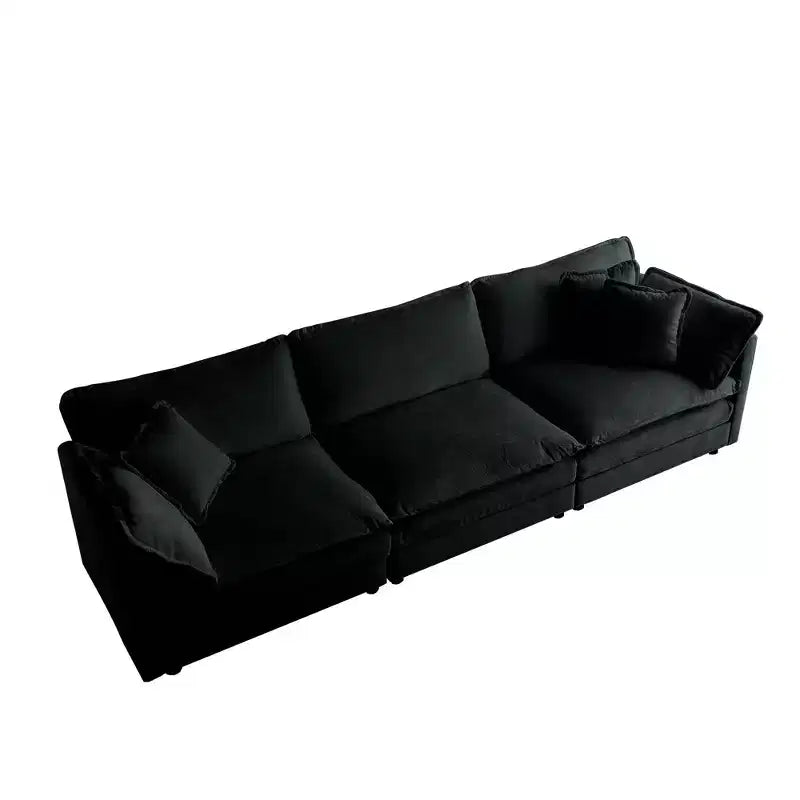 MAYEERTY Canapé d'angle modulaire grand format en forme de U avec ottomane réversible, combinaisons libres, confortable, rembourré, noir
