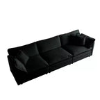 MAYEERTY Canapé d'angle modulaire grand format en forme de U avec ottomane réversible, combinaisons libres, confortable, rembourré, noir