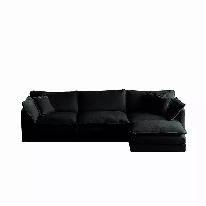 MAYEERTY Canapé d'angle modulaire grand format en forme de U avec ottomane réversible, combinaisons libres, confortable, rembourré, noir