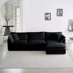 MAYEERTY Canapé d'angle modulaire grand format en forme de U avec ottomane réversible, combinaisons libres, confortable, rembourré, noir