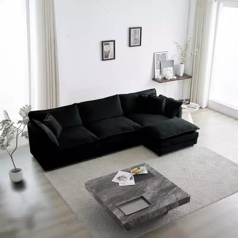 MAYEERTY Canapé d'angle modulaire grand format en forme de U avec ottomane réversible, combinaisons libres, confortable, rembourré, noir