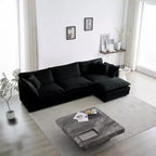 MAYEERTY Canapé d'angle modulaire grand format en forme de U avec ottomane réversible, combinaisons libres, confortable, rembourré, noir