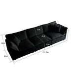 MAYEERTY Canapé d'angle modulaire grand format en forme de U avec ottomane réversible, combinaisons libres, confortable, rembourré, noir