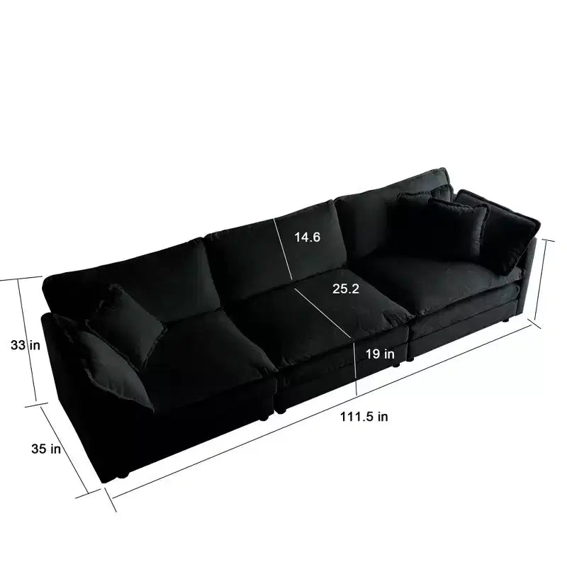 MAYEERTY Canapé d'angle modulaire grand format en forme de U avec ottomane réversible, combinaisons libres, confortable, rembourré, noir