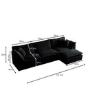 MAYEERTY Canapé d'angle modulaire grand format en forme de U avec ottomane réversible, combinaisons libres, confortable, rembourré, noir