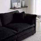 MAYEERTY Canapé d'angle modulaire grand format en forme de U avec ottomane réversible, combinaisons libres, confortable, rembourré, noir