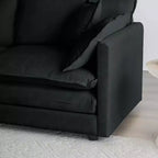 MAYEERTY Canapé d'angle modulaire grand format en forme de U avec ottomane réversible, combinaisons libres, confortable, rembourré, noir