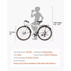 VEVOR Hybrid Bike, Lightweight Aluminum Frame Bike, 700c Wheel Men Women Hybrid Bicycle, Step-Over Adult Urban City Commuter Bikes, White