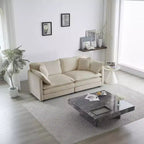 MAYEERTY Modern Loveseat Sofa Couch for Living Room Upholstered Deep 2 Sear Sofa with 4 Pillows for Living Room Beige