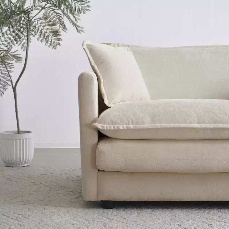 MAYEERTY Canapé de salon moderne rembourré et profond 2 places avec 4 oreillers pour salon, beige