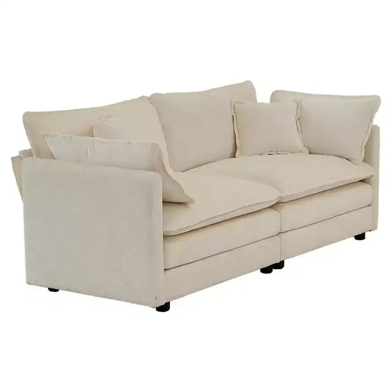 MAYEERTY Canapé de salon moderne rembourré et profond 2 places avec 4 oreillers pour salon, beige