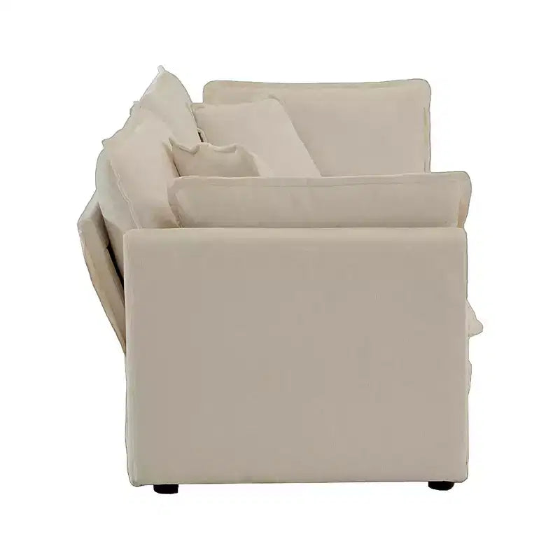 MAYEERTY Canapé de salon moderne rembourré et profond 2 places avec 4 oreillers pour salon, beige