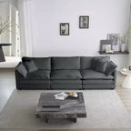 MAYEERTY Mid Century Modern 3 Seater Sofa with 2 Armrest Pillows 2 Toss Pillows for Living Room Gray