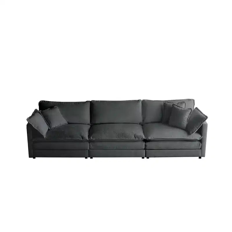 Canapé 3 places moderne du milieu du siècle MAYEERTY avec 2 oreillers d'accoudoir 2 coussins décoratifs pour salon Gris
