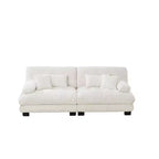 MAYEERTY Colud Couch 2 Seater Sofa with 2 Lumbar Pillows and 2 Throw Pillows for Living Room White