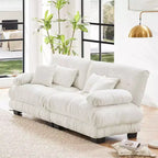 MAYEERTY Colud Couch 2 Seater Sofa with 2 Lumbar Pillows and 2 Throw Pillows for Living Room White