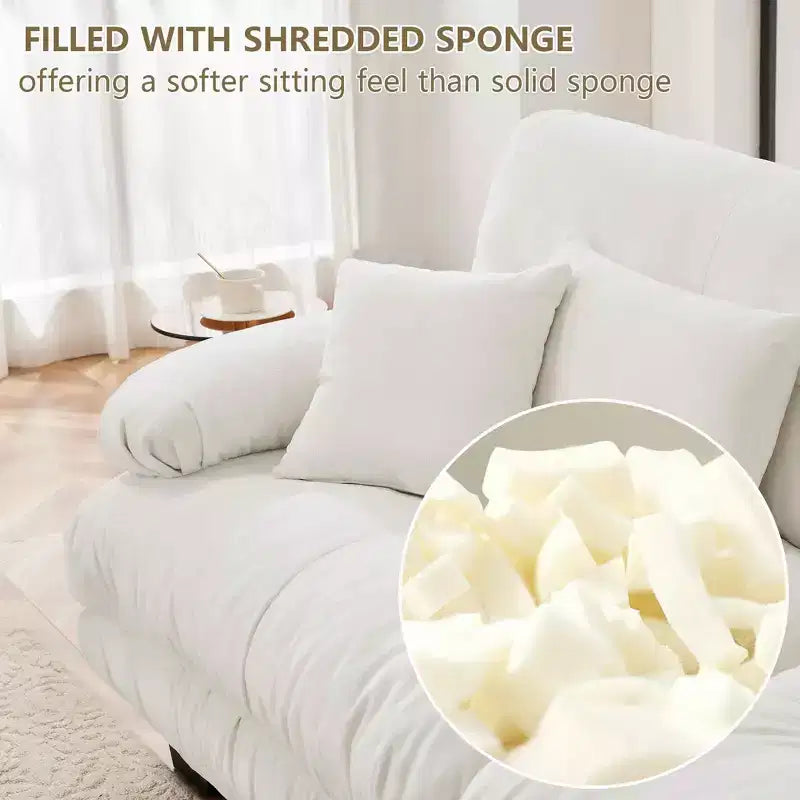 MAYEERTY Colud Couch 2 Seater Sofa with 2 Lumbar Pillows and 2 Throw Pillows for Living Room White
