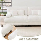 MAYEERTY Colud Couch 2 Seater Sofa with 2 Lumbar Pillows and 2 Throw Pillows for Living Room White