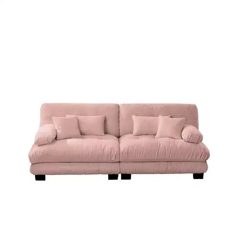 Canapé 2 places MAYEERTY Cloud avec 2 coussins d'assise, 2 oreillers lombaires, 2 coussins décoratifs pour salon rose