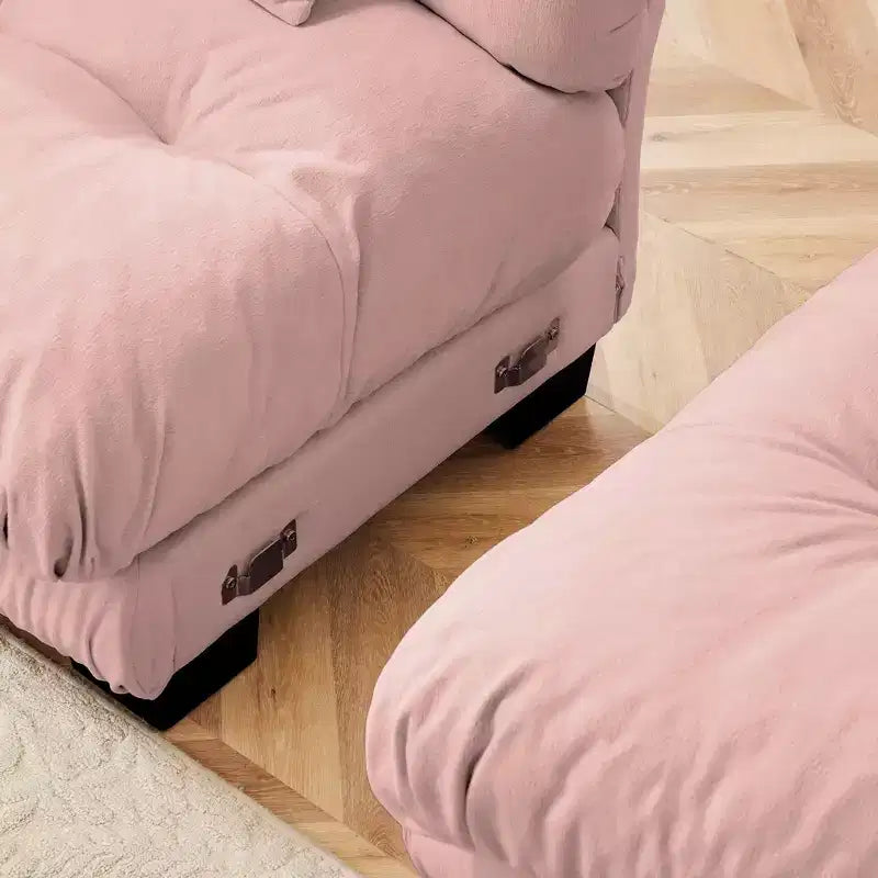 Canapé 2 places MAYEERTY Cloud avec 2 coussins d'assise, 2 oreillers lombaires, 2 coussins décoratifs pour salon rose