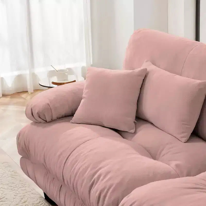 Canapé 2 places MAYEERTY Cloud avec 2 coussins d'assise, 2 oreillers lombaires, 2 coussins décoratifs pour salon rose