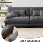MAYEERTY Cloud 2 Seater Sofa with 2 Seat 2 Lumbar Pillows 2 Throw Pillows for Living Room Gray