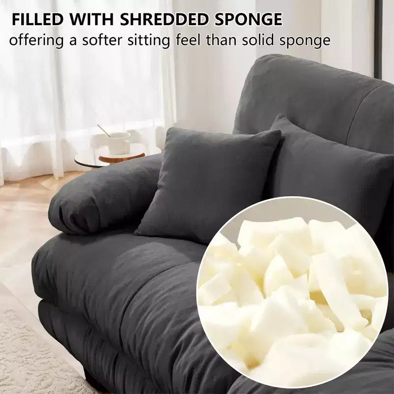 MAYEERTY Cloud 2 Seater Sofa with 2 Seat 2 Lumbar Pillows 2 Throw Pillows for Living Room Gray