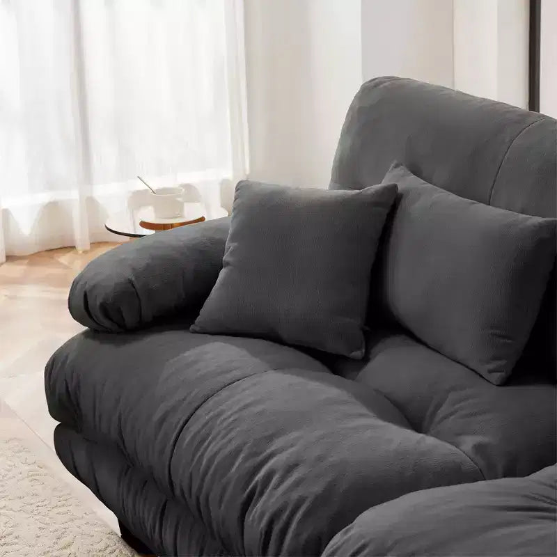 MAYEERTY Cloud 2 Seater Sofa with 2 Seat 2 Lumbar Pillows 2 Throw Pillows for Living Room Gray