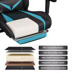 Hoffree Massage Reclining Gaming Chair Ergonomic Office PC Chair with Bluetooth Speaker & RGB Light