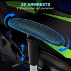 Hoffree Massage Reclining Gaming Chair Ergonomic Office PC Chair with Bluetooth Speaker & RGB Light