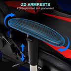 Hoffree Massage Reclining Gaming Chair Ergonomic Office PC Chair with Bluetooth Speaker & RGB Light