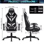 Hoffree Massage Reclining Gaming Chair Ergonomic Office PC Chair with Bluetooth Speaker & RGB Light