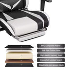 Hoffree Massage Reclining Gaming Chair Ergonomic Office PC Chair with Bluetooth Speaker & RGB Light