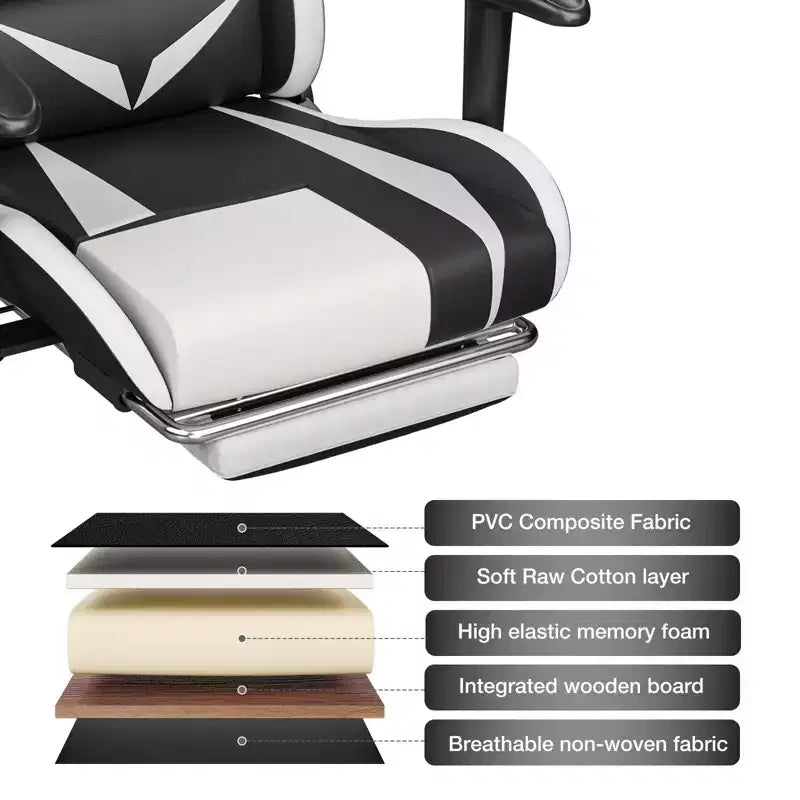 Hoffree Massage Reclining Gaming Chair Ergonomic Office PC Chair with Bluetooth Speaker & RGB Light