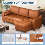 88.9 L-Shaped Sectional Sofa with Reversible Chaise - Mid-Century Faux Leather Couch for Living Room Apartment