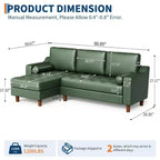 88.9 L-Shaped Sectional Sofa with Reversible Chaise - Mid-Century Faux Leather Couch for Living Room Apartment