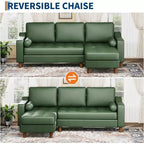 88.9 L-Shaped Sectional Sofa with Reversible Chaise - Mid-Century Faux Leather Couch for Living Room Apartment