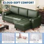 88.9 L-Shaped Sectional Sofa with Reversible Chaise - Mid-Century Faux Leather Couch for Living Room Apartment
