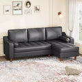 88.9 L-Shaped Sectional Sofa with Reversible Chaise - Mid-Century Faux Leather Couch for Living Room Apartment