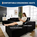 130 U-Shaped Cloud Couch Sectional with 2 Chaise Lounges - Modular Corduroy Deep Seat Sofa for Living Room