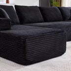 130 U-Shaped Cloud Couch Sectional with 2 Chaise Lounges - Modular Corduroy Deep Seat Sofa for Living Room