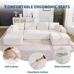 130 U-Shaped Cloud Couch Sectional with 2 Chaise Lounges - Modular Corduroy Deep Seat Sofa for Living Room