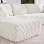 130 U-Shaped Cloud Couch Sectional with 2 Chaise Lounges - Modular Corduroy Deep Seat Sofa for Living Room