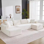 130 U-Shaped Cloud Couch Sectional with 2 Chaise Lounges - Modular Corduroy Deep Seat Sofa for Living Room