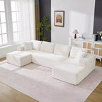 130 U-Shaped Cloud Couch Sectional with 2 Chaise Lounges - Modular Corduroy Deep Seat Sofa for Living Room