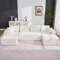130 U-Shaped Cloud Couch Sectional with 2 Chaise Lounges - Modular Corduroy Deep Seat Sofa for Living Room