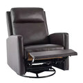 Swivel Rocking Recliner, Wide PU Leather Glider Sofa Chair with Ergonomic High Backrest for Living Room, Bedroom, Chocolate