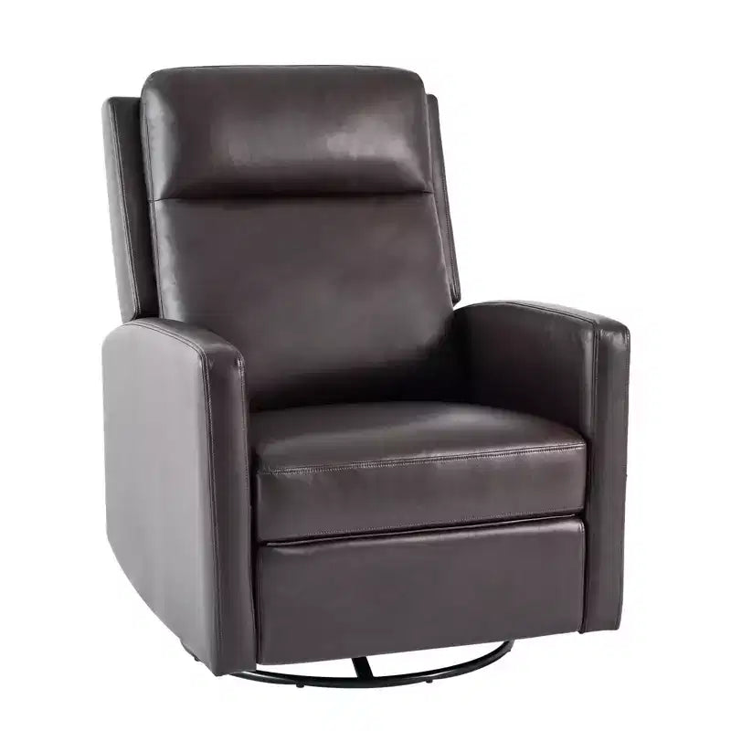 Fauteuil inclinable pivotant, large fauteuil de salon en cuir PU avec dossier haut ergonomique pour salon, chambre, couleur chocolat