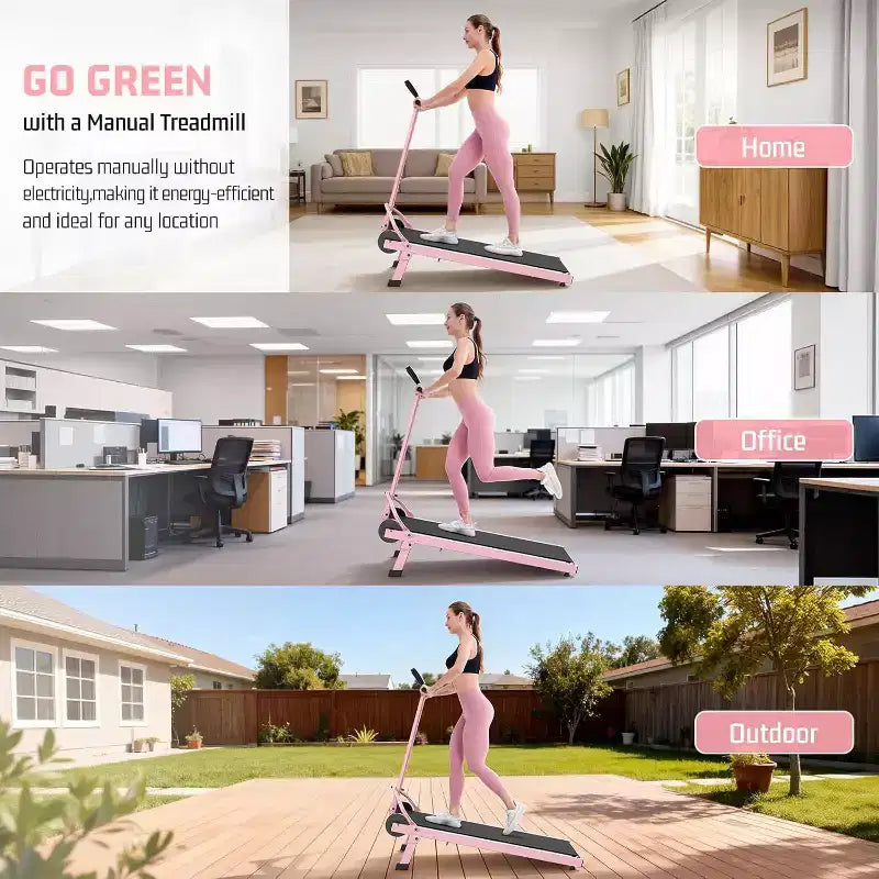 KRISRATE Tapis de marche manuel avec inclinaison de 15 %, tapis roulant pliable non électrique avec guidon, capacité de 227 kg, antidérapant, moniteur numérique pour la maison/la salle de sport