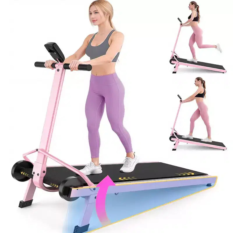 KRISRATE Tapis de marche manuel avec inclinaison de 15 %, tapis roulant pliable non électrique avec guidon, capacité de 227 kg, antidérapant, moniteur numérique pour la maison/la salle de sport